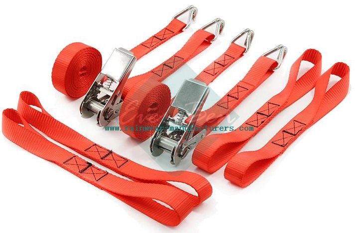 Orange Red trailer tie downs wholesale ratchet load straps